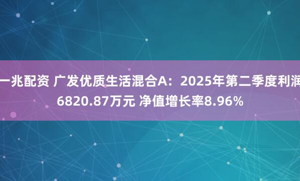 一兆配资 广发优质生活混合A：2025年第二季度利润6820.87万元 净值增长率8.96%